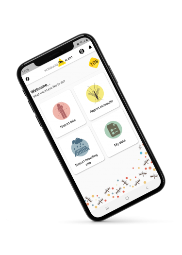 230516 Klimawandel und Infektionskrankheiten Handy mit Ansicht der Mosquito-App