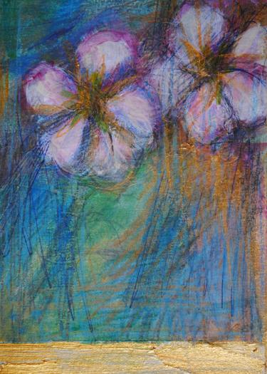 Foto, Blüten gemalt mit Aquarell-Mischtechnik