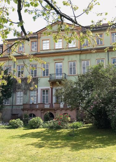 Foto, Ansicht des Palais Weimar, Rasen, Bäume