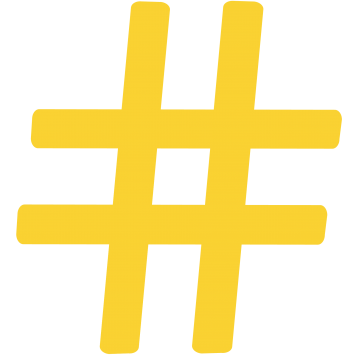 Gelbes Hashtag-Symbol