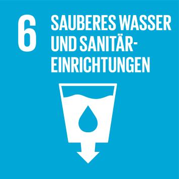 Icon Nr. 6 für Nachhaltigkeitsziele der UN: Sauberes Wasser und Sanitäreinrichtungen