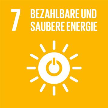 Icon Nr. 7 für Nachhaltigkeitsziele der UN: bezahlbare und saubere Energie