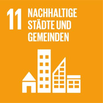 Icon Nr. 11 für Nachhaltigkeitsziele der UN: Nachhaltige Städte und Gemeinden