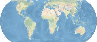 Weltkarte erstellt mit Natural Earth Daten, Eckert 4 Projektion, zentraler Meridian 10 ° Ost