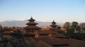Blick über Patan, die drittgrößte Stadt Nepals, mit dem Königspalast